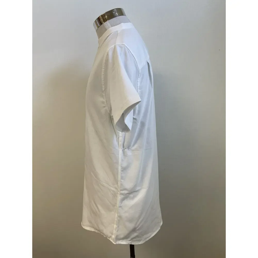 SikSilk Shirt Mens Medium Button Up Solid White Sik Silk Short Sleeve Cotton N38